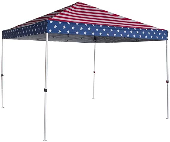 Palm Springs Canopy Tent Instant Pop-Up Shelter with Wheeled Carry Bag, 10x10ft, USA Falg