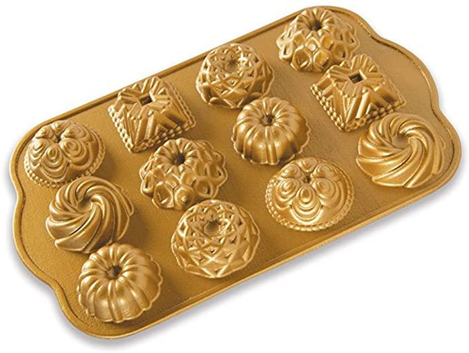 Nordic Ware Charms Cast Bundt Pan, 1.2 Cup Capacity, Gold