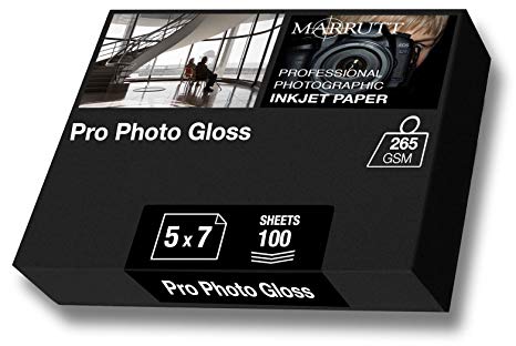 Marrutt 265gsm Pro Photo Gloss Inkjet Paper: 5" x 7" - 100 Sheets