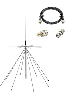 Discone Antenna/Scanner Antennas, GMRS Antenna 25–1300MHz Support CB, HF, AIR, UHF, VHF, FM, AM, FRS, GMRS, 1090MHz with 10meter Cable PL-259