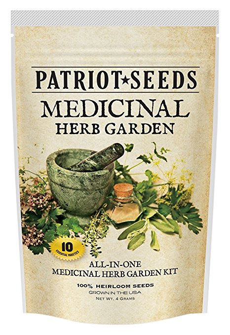 Patriot Seeds 10 Variety Seed Pack 100-Percent Heirloom Medicinal Herb Garden