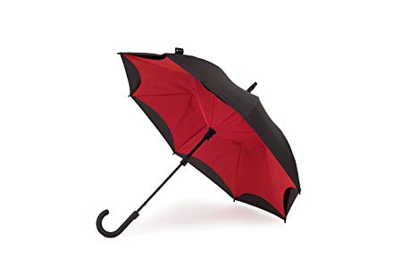 Kazbrella Reverse Folding Inverted Umbrella Double Layer Wind Proof UV Proof (Red_Blac)