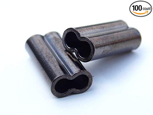 Mini Copper Double Barrel Crimp Sleeves 1.0mm x 7mm - 100 pieces
