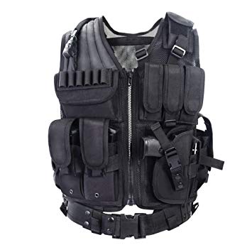YAKEDA Army fans Tactical Vest CS Field Outdoor Equipment Supplies Breathable lightweight tactical vest SWAT Tactical Vest Special Forces combat training vest-VT-1063(black)