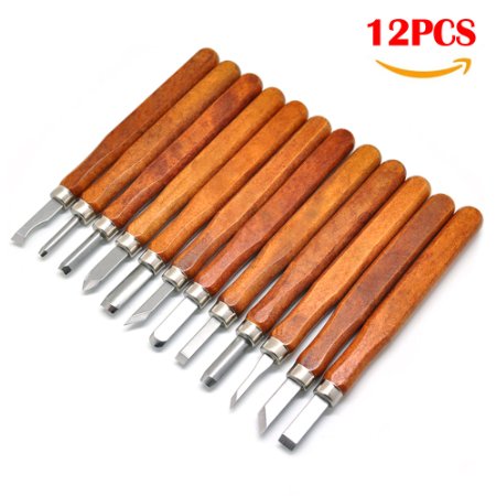 Gimars 12 Set SK5 Carbon Steel Wood Carving Tools Knife Kit - Kids & Beginners with Reusable pouch