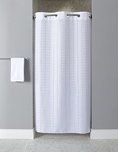 Hookless HBH43LIT01SX Litchfield Shower Curtain White Stall Size 42" x 74"