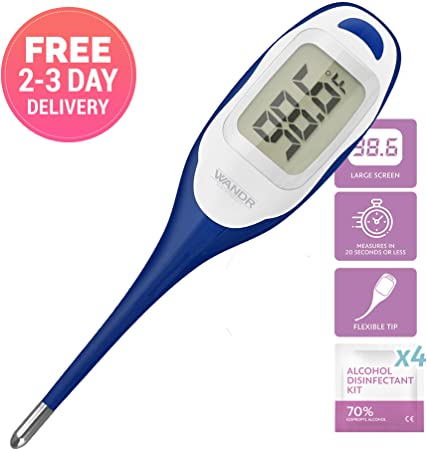 Premium Oral Fever Thermometer for Adult & Baby | Rapid Results in 20 Secs or Less | Oral, Rectal & Underarm | Large LCD Digital Display | Flexible Comfortable Tip | Includes 2-3 Business Day Delivery