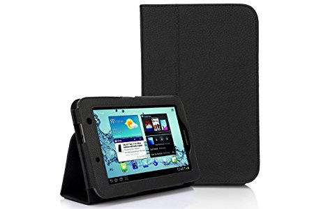 Invero® Slim Fit Leather Tablet Case Cover with Stand Feature for Samsung Galaxy Tab 2 7.0 Inch GT-P3110, GT-P3100 Includes Screen Protector & Stylish Stylus Pen (Black)