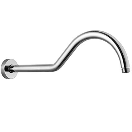 SARLAI Solid Brass Chrome S Shape 17 Inch Extension Shower Arm with Flange, Perfect For Rain Shower Heads