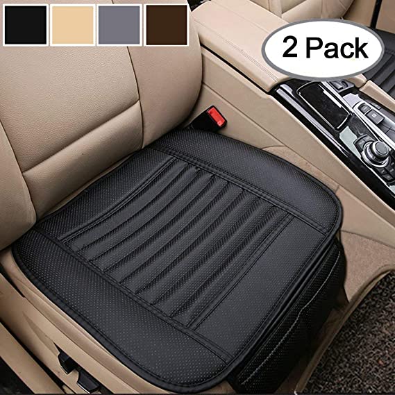 Big Ant Breathable 2pc Car Interior Seat Cover Cushion Pad Mat for Auto Supplies Office Chair with PU Leather(Black)