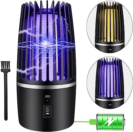 Lampe Anti Moustique, Lampe électrique Anti Insectes 4000mAh Rechargeable USB Piège à Mouche Insectes 360 ° UV Électrique Anti Moustique Veilleuse Intérieur Extérieur Veilleuse Puissant Attrayant