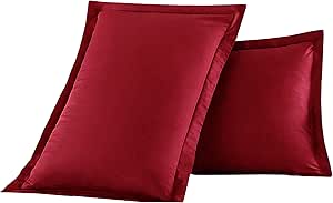 Elegant Comfort Luxury Ultra-Soft Premium Hotel Quality 2-Piece Pillow Shams Microfiber Double Brushed Wrinkle Resistant, Standard/Queen, Burgundy