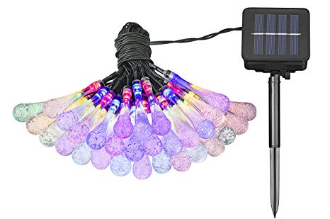 SKYROKU N30 Solar Powered String Lights, 30 LED Waterproof Outdoor Water Drop light for Garden, Patio, Yard, Home and Holiday Decorations (Multicolor)
