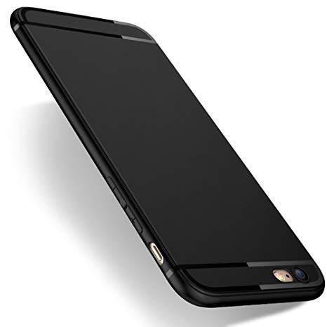 iPhone 6s Case, iPhone 6 Case, Pomufa Ultra Slim Premium Flexible TPU Back Plate Full Protective Anti-Scratch Cover Case for Apple iPhone 6s iPhone 6 (Black)