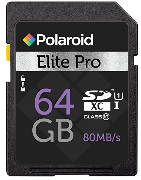 64 GB Class 10 SD Card - SDHC UHS-I, U1 Memory Flash Card - Up to 80 MB/s by Polaroid