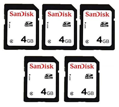 SanDisk Lot of 5 SD card 4gb class 4 Secure digital memory and photo storage New