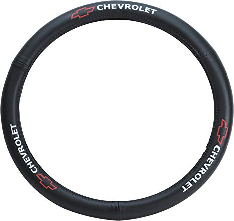 Pilot Automotive SW-111 Genuine Leather Steering Wheel Cover with Chevrolet Logo