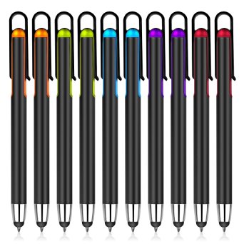 Stylus, F-color™ Black Ink 2 in 1 Ultralight Stylus & Click Ballpoint Pen for Touch Screen, iPhone 6s 6s Plus 6 6 Plus 5 5s 5c, iPad Pro,iPod, Android, Orange Green Blue Purple Red, 10 Pack