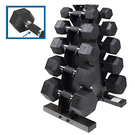 CAP Barbell PVC-Coated Hex Dumbbell Pairs Set (150/280/550/590 LB), Dumbbell Set with Rack Stand, Rack Only, or Set of 2 Weights with Padded Grip