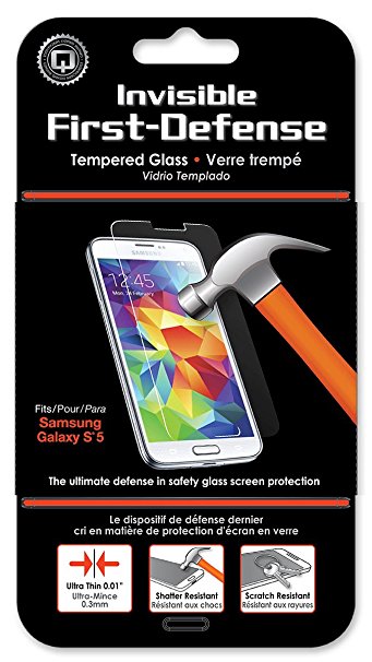Qmadix Invisible First-Defense Tempered Glass 9H for Samsung Galaxy S5 - Retail Packaging - Clear