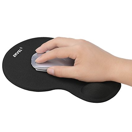 Mouse Pad with Wrist Support, Anti-slip Mouse Mat [ Stitched Edges ] with curving sillicon gel Wrist Rest Support for Laptop PC ( Black )