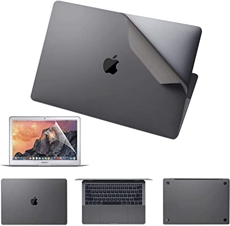 Premium 5-in-1 MacBook Full Body 3M Protective Skin Decals Stickers Compatible with MacBook Pro 13 inch with Apple M1 Chip (Model Number A2338, 2020 Late Released) - Space Gray