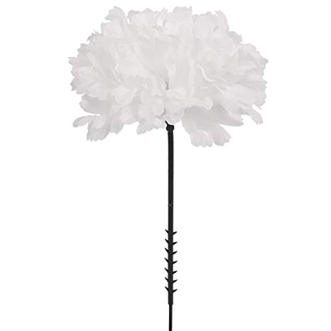 Larksilk White 3.5" Silk Carnation Flowers 5" Stem Pick, 100 Count