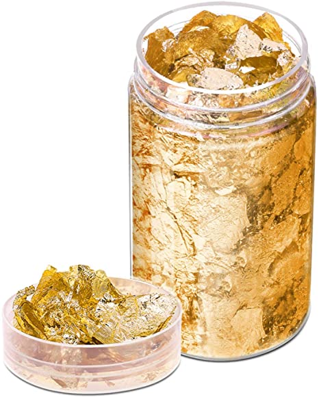 Gold Flakes for Resin, Paxcoo 15 Grams Gold Foil for Nails, Gold Foil Flakes Imitation Gold Leaf for Jewelry Resin, Nails and Jewelry Making