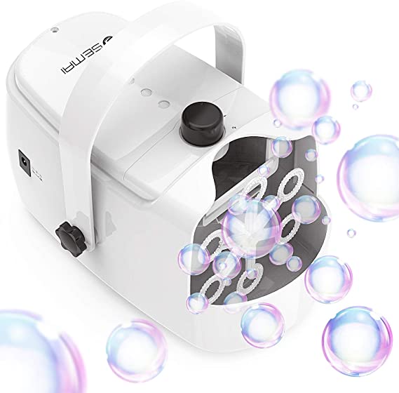 Bubble Machine, semai Professional Bubble Maker Machine, Automatic Bubble Blower Electric, Powered by Batteries/ Plug in, for Wedding and Party, 2 Bubbles Blowing Speed Levels, Outdoor and Indoor Use