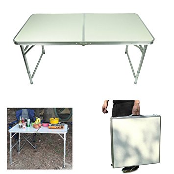 Elephant Xu® 4FT(1.2m) Folding Table Car Boot Stall Buffet/Wedding/Garden/Street Party In/Out Door/Market/Fete/Fair Foldaway (White)