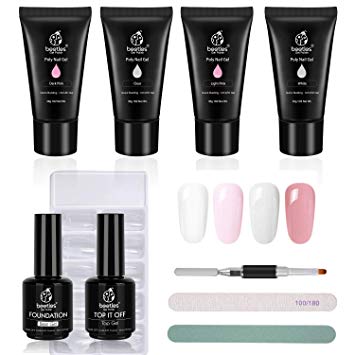 Beetles Poly Gel Kit - Builder Gel for Quick Nail Extension Starter Kit and Professional Nail Technician, All-in-One French Manicure Kit for Nail Enhancement