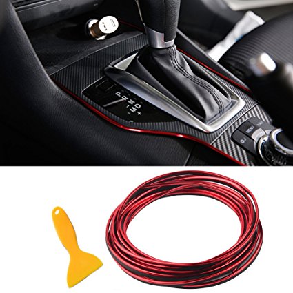 RGTOPONE Auto Decorative Set 16.4ft Universal Car Interior Moulding Strips with Exclusive Installing Tool Flexible Trim Line Automobile DIY Gap Garnish Accessory for All Cars, Pack of 2