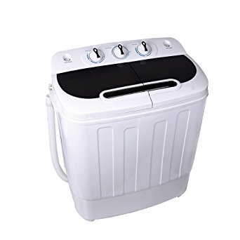 Homeleader Washing Machine, Portable and Compact Laundry Washer with 7.93lbs Capacity, Black and White