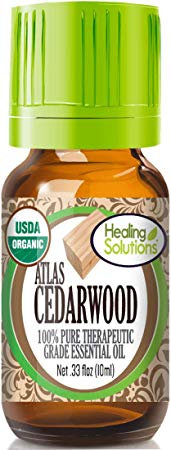 Organic Atlas Cedarwood Essential Oil (100% Pure - USDA Certified Organic) Best Therapeutic Grade Essential Oil - 10ml