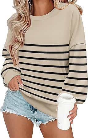 Zeagoo Women Crewneck Sweatshirts Pullover Tops Long Sleeve Shirts Loose Fit Tops Casual Fall Outfits Y2K Clothes 2024