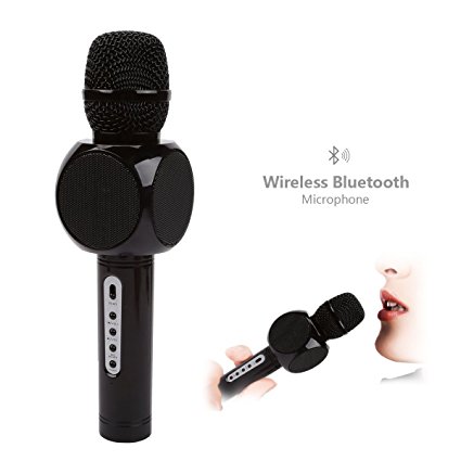 JouerNow Wireless KTV Microphone Handheld Home Singing Karaoke Portable Bluetooth Speaker For ios/Android Phone Outdoor Music Player Black