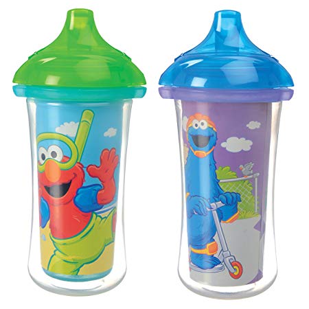 Munchkin Sesame Street Click Lock Insulated Sippy Cup, 9 oz, Colors May Vary, 2 Count