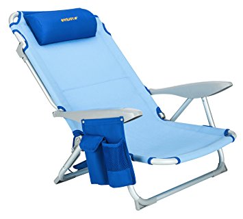 #WEJOY 4-Position Lay Flat Outdoor Patio Lawn Beach Camping Folding Chair with Shoulder Strap Cup Holder Pocket and Headrest