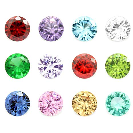 12 Month 24PCS Crystal Glass Zircon Round 5MM Birthstones Floating Charms for Living Memory Locket Necklace Pendant Bracelets
