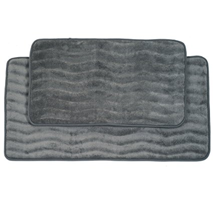 Lavish Home 2-Piece Memory Foam Bath Mat Set, Platinum