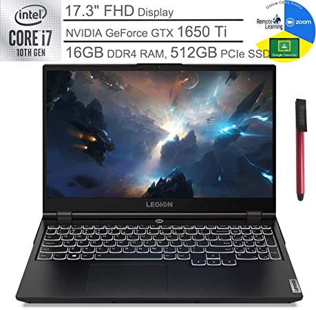 2020 Lenovo Legion 5i 17.3" FHD Gaming Laptop Computer, 10th Gen Intel Hexa-Core i7-10750H up to 5.0GHz, 16GB DDR4 RAM, 512GB PCIe SSD, NVIDIA GeForce GTX 1650 Ti, Windows 10, BROAGE 64GB Flash Drive