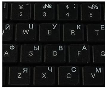Qwerty Keys Russian Transparent Keyboard Stickers With WHITE Letters - Suitable for ANY Keyboard