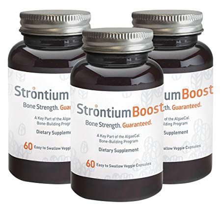Strontium Boost - Natural Strontium Citrate Supplement - Scientifically Proven to Increase Bone Density in 6 Months - 60 Easy-to-Swallow Veggie Capsules - 3 Bottles