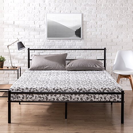 Zinus Metal Platform Bed Frame with Headboard and Footboard / Premium Steel Slat Support / Mattress Foundation, King