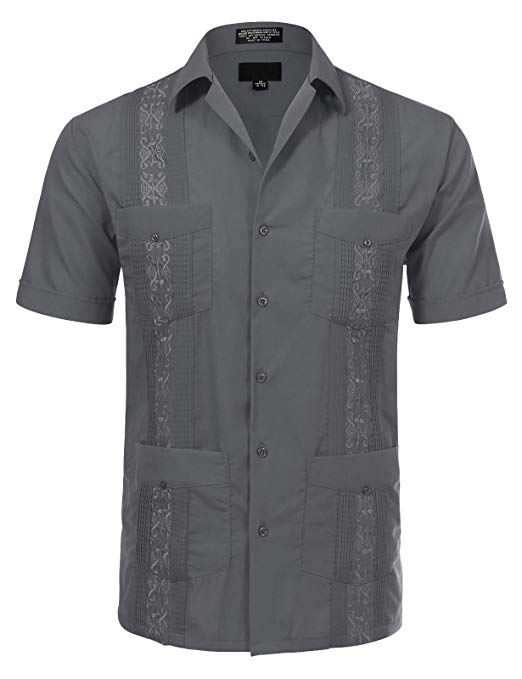 JD Apparel Men's Short Sleeve Cuban Guayabera Shirts