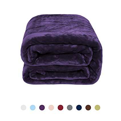 Flannel Fleece Blanket - Bed or Couch Throw by NEWSHONE(50inX60in, Purple)