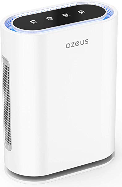 AZEUS True HEPA Air Purifier for Home Smokers Allergies and Pets Hair, Up to 540 Sq.Ft 6-in-1 Air Cleaner & Filter Deodorizer, Quiet in Office Large Room, Removes Odors Dust Pollen Mold Bacteria