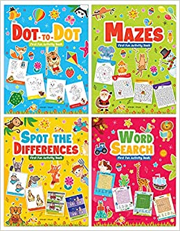 My First Fun Activity Boxset of 4 Books: Spot the Difference, Mazes, Word Search & Dot to Dot