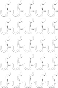 JSP Manufacturing Peg Board Non-Locking Plastic J Hook Style Hooks | Garage Tool Storage Craft Hooks Pegboard Asscessories (50, White)