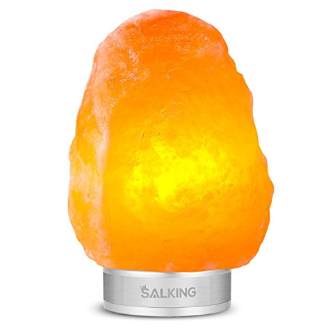 Salking Himalayan Crystal Salt Lamp, Hand Carved Pink Salt Rock Lamps with UPGRADED Stainless Steel Touch Control Dimming Base, Natural Air Purifier Night Light,Salt Lights for Christmas Gifts 7-11lbs